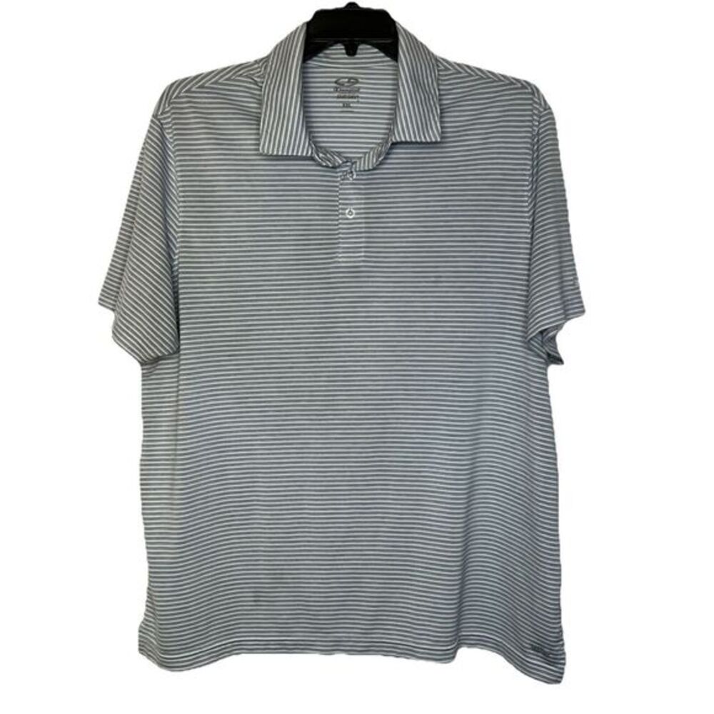 Champion Duo Dry Men's Size XXL Light Blue/Gray/White Striped Short Sleeve Polo